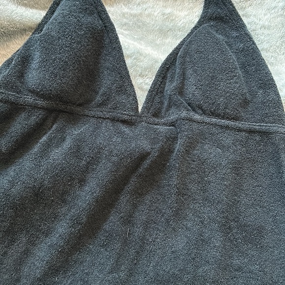 Black Terry Halter Swim Cover Up Dress-L - Picture 2 of 4
